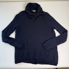 Vince Cashmere Cowl Neck Sweater Womens XXS Navy Blue Minimalist Quiet Luxury