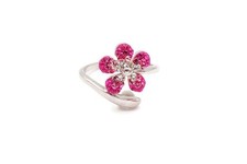 Sterling Silver 925 Pink Crystal Flower Ring Size 8