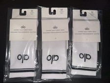 ALO UNISEX HALF CREW SOCKS 3PK MEDIUM WHITE