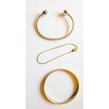 Lot of 3 Bracelets Set Women Minimalist Stackable Mixed Metal Boho Chic Bangle