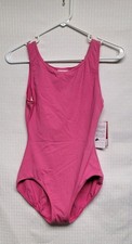 Capezio Tank Leotard with Ballet Legline Pink Scoop Neckline Front  Back SZ MA