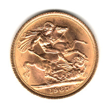 MONETA  ORO  STERLINA  regina  ELISABETTA II° - 1967 - "fiocchetto"