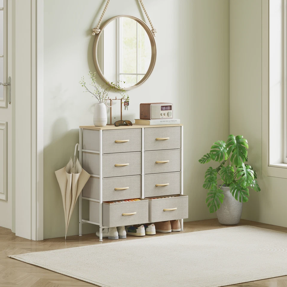 Light Grey Maple Wood-effect Chest of Drawers, 80x30x81.5cm, MDF & - Image 2 of 4