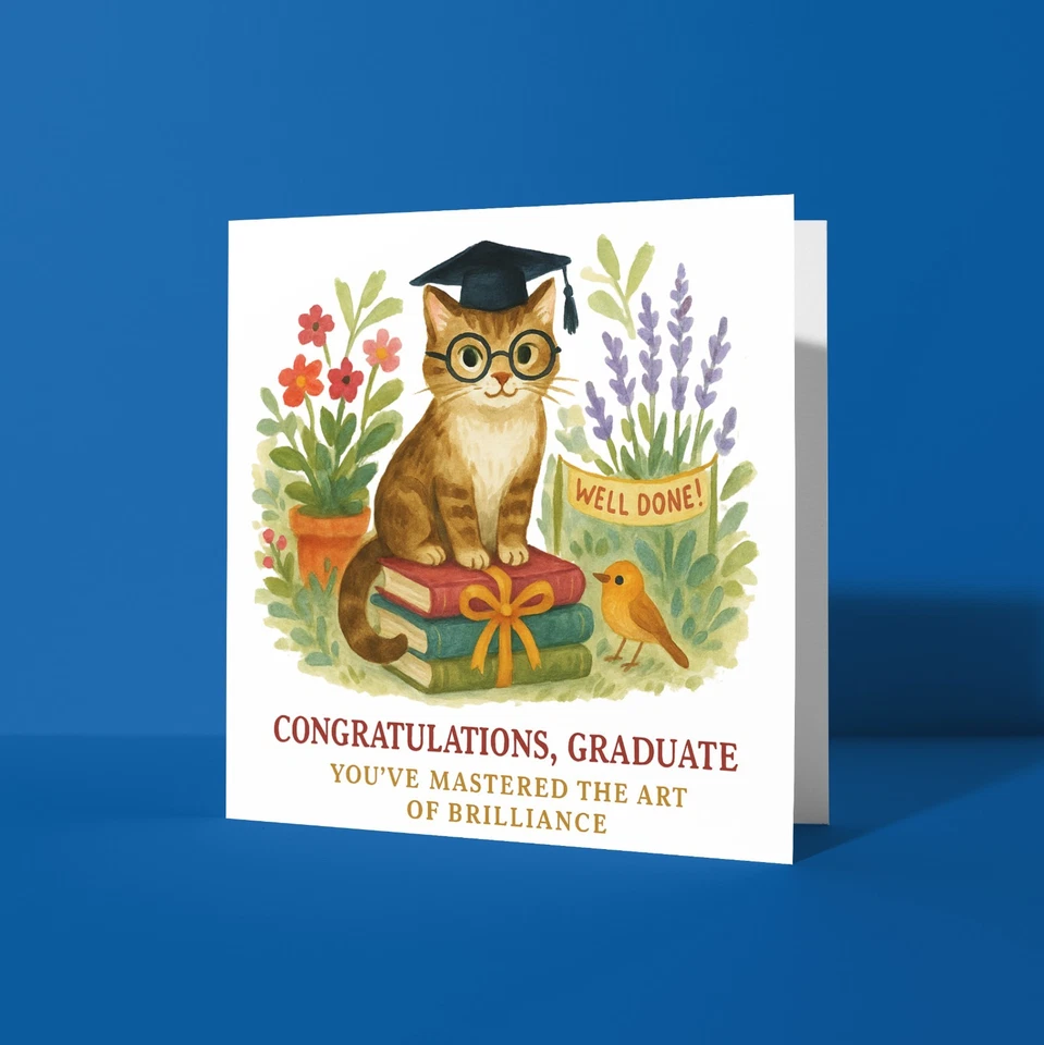 Cat Congratulations - Graduation Card Personalised card - Son Sister Daughter - Image 2 of 4