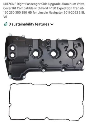 MITZONE Right Aluminum Valve Cover Kit for Ford 3.5L V6 F-150 Transit 2011-2022