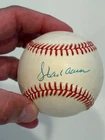 Hank Aaron Signed Auto Official National League Baseball. Signed on Sweet Spot!