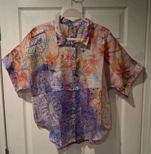 Johnny Was 100 Silk The AUDREY SHORT SLEEVE SHIRT Cindy Size M
