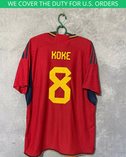 Koke Spain Team Jersey Home Football Shirt Adidas Authentic Mens Size XL