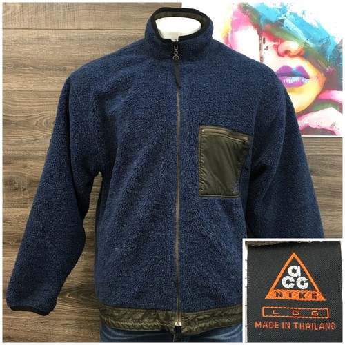 Vintage Nike ACG Reversible Sherpa Fleece Jacket Deep Pile Mens Large