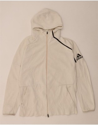 Adidas Herren Grafik Reißverschluss Hoodie Pullover Large Off White CK04