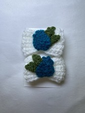 Set Of 2 Handmade Crochet Blueberry Themed Pigtail Bows
