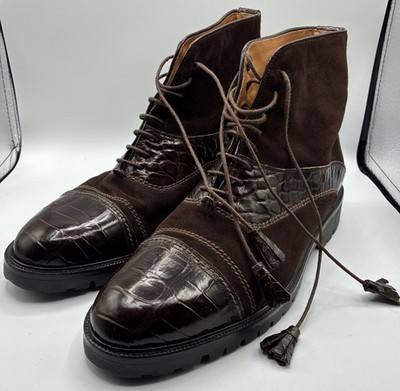 VTG Luxury Unworn Men s 7.5 Avventura Hightop Leather Suede Brown Boot Lace up