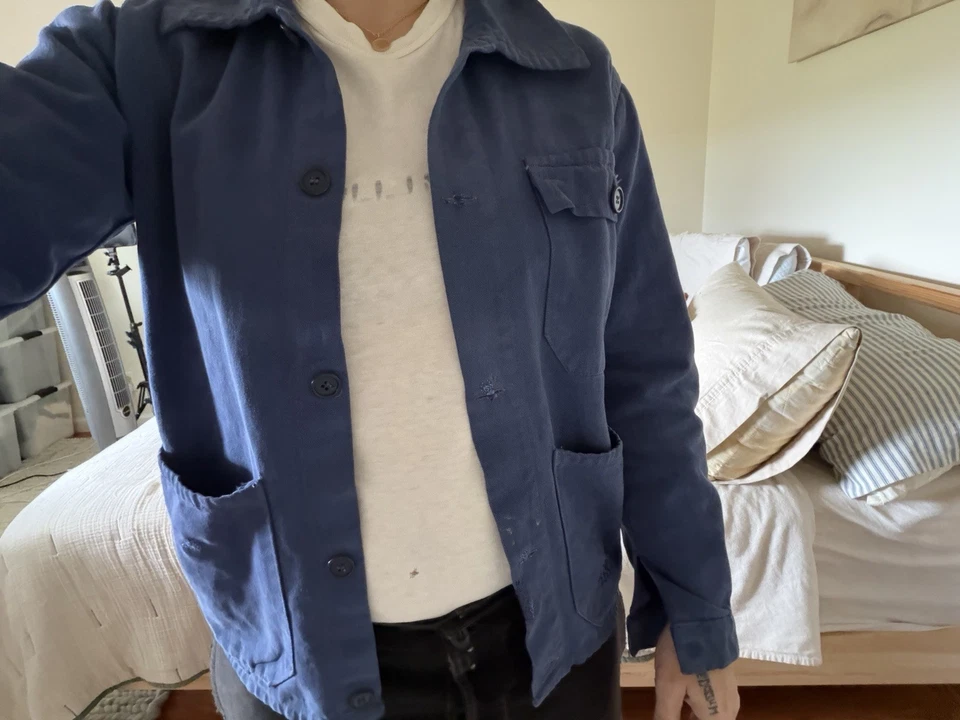 1950s 60s french chore jacket Workwear Small Repairs - Image 2 of 4