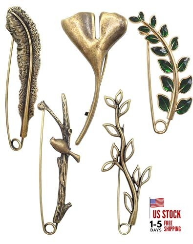  5 Pcs Decorative Pins Safety Pins Steel Lock Pins Vintage Alloy Brooches 