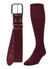 TCK Baseball/Softball Youth Belt  Socks Combo Set Maroon, Small, Maroon