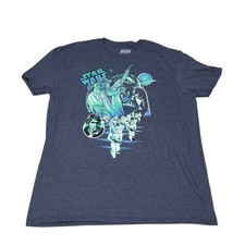 Star Wars A New Hope T Shirt Large 80s Blue Luke Leia Graphic Tee Short Sleeve