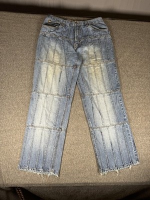 Vintage Enyce Jeans Mens 38 Blue Patchwork Paneled Baggy Y2K Denim Distressed