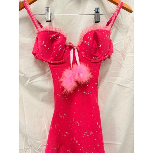Victoria's Secret Vintage Sexy Little Things Pink Sequin Lingerie Apron Cutouts - Picture 5 of 7