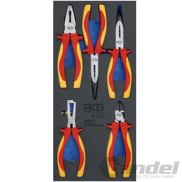 Bgs Werkstattwagen-Einlage 1/3 Vde-Zangen-Satz Elektriker-Set 5-Teilig-image