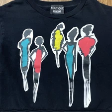 Moschino Boutique Womens Sweatshirt Size 8 Black Crop Long Sleeve Sweater Cotton