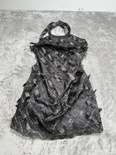 TWELVE By TWELVE Dress Women's Size Small Black Texture Tabs Loop Neck Lined EUC