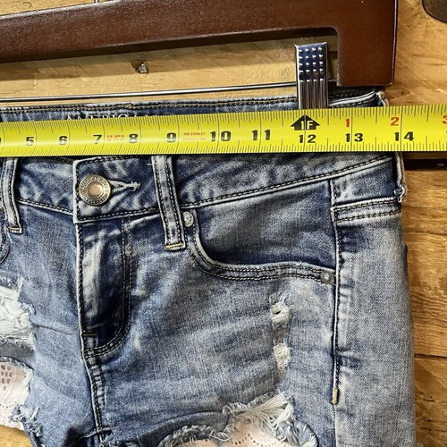Pantalones Cortos American Eagle Outfitters Súper Elásticos Talla 2 Encaje Azul Envejecido - Imagen 7 de 10