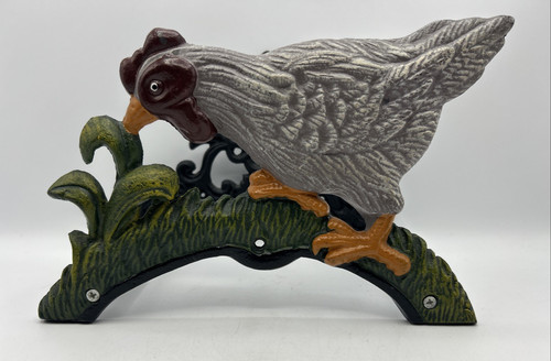 Cast Iron Chicken Hose Holder Mount to Building Garden Decor Farmhouse Style