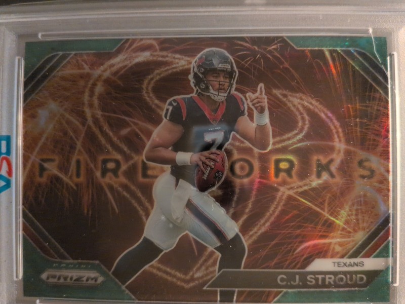 2023 Panini Prizm CJ Stroud Fireworks Green #F10 PSA 10