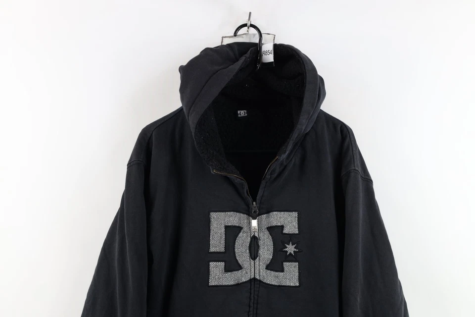 Vtg Y2K DC Shoes Skateboarding Mens XL Fleece Lined Heavyweight Full Zip Hoodie - Image 2 of 4