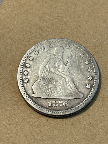 1876 P Silver Seated Liberty Quarter VF Details Nice Coin!