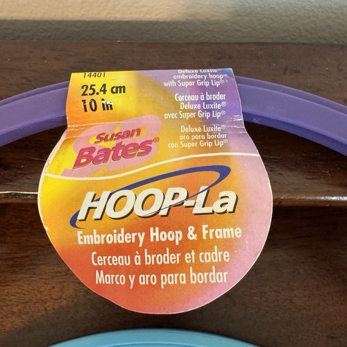 2 - Susan Bates Plastic 10" Embroidery Hoop Screw & Frame NOS Purple Blue - Picture 2 of 6