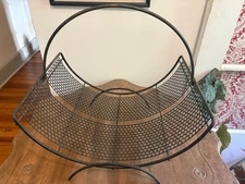 Metal Book Magazine Rack Round Open Grate Mesh Midcentury MCM 1950's or 60's