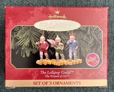 1998 Hallmark Keepsake THE LOLLIPOP GUILD 3pc Ornament Set Wizard of Oz