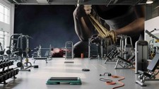 3D Gym Fitness Background Self-adhesive Remov...