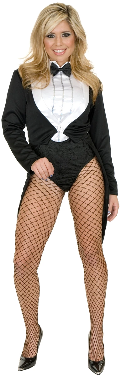 WOMENS LADIES SEXY TUXEDO TAILCOAT CABARET CHAPLIN COSTUME CIRCUS
