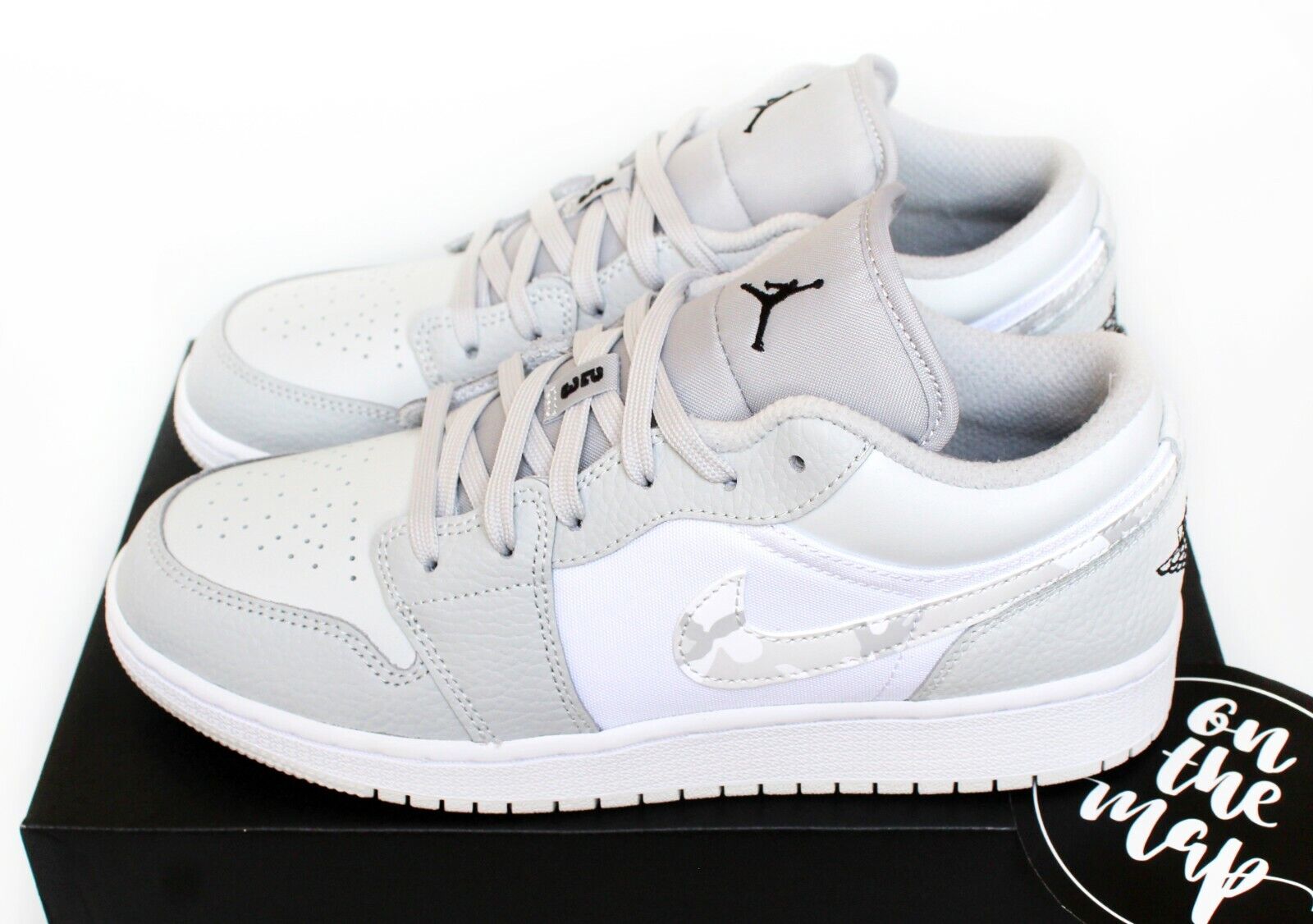 Nike Air Jordan 1 Low SE Gris Humo Niebla Camuflaje Blanco GS UK 3 4 5 6 7 EE. UU. Nuevo | eBay