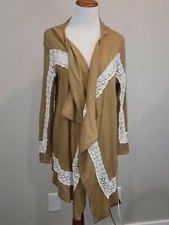 Altar'd State Sweater Size M cardigan Mustard with lace