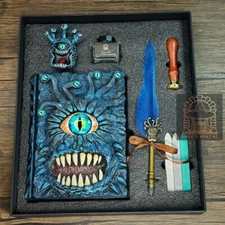 Blue Eye Tyrant Notebook Gift Set | Handmade Notebook for TTRPG, Sketchbook, Di