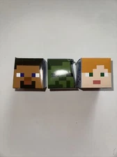 3 pc MINECRAFT MOB HEAD MINIS Alex Steve Zombie Some Box Damage Stocking Stuffer