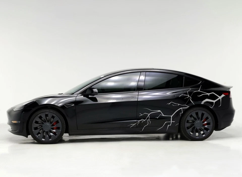 Pegatina gráfica coche Tesla modelo 3, Y, S, X. Pegatina calcomanía coche Lightning Bolt. Foto 3 de 4