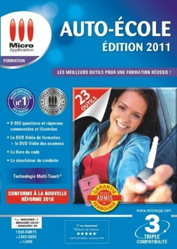 Auto école Ed 2011 de Micro Application -1 DVD ROM-PC/2 DVD VIDEO/1 LIVRE - NEUF