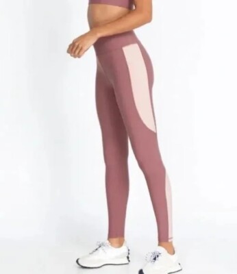 Calme Johnny Was Endurance Color Block High Waist Legging Rose Taupe Sz XS $128