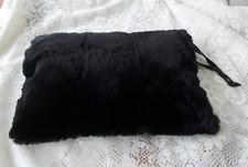 Vintage Genuine Black Fur Muff Handwarmer Purse 14" L 11.5" W Beautiful