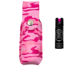 Police Magnum 3oz Safety Lock pepper spray Pink Camo Holster Belt Clip Security