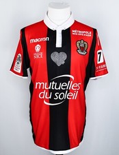 OGC NICE 2017-18 HOME MATCHWORN SHIRT L PLÉA #14 - MAILLOT MACRON PORTÉ MAGLIA