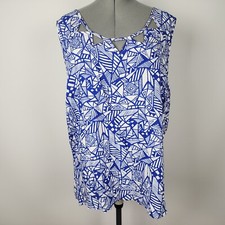 Millers Top Womens Plus Size 22 Blue White Geometric Sleeveless Viscose