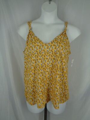 LOFT Outlet Yellow Pineapple Sleeveless Top Size Medium New