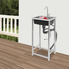 1 Compartment Stainless Steel Kitchen Sink With Faucet Commercial Utility Sink