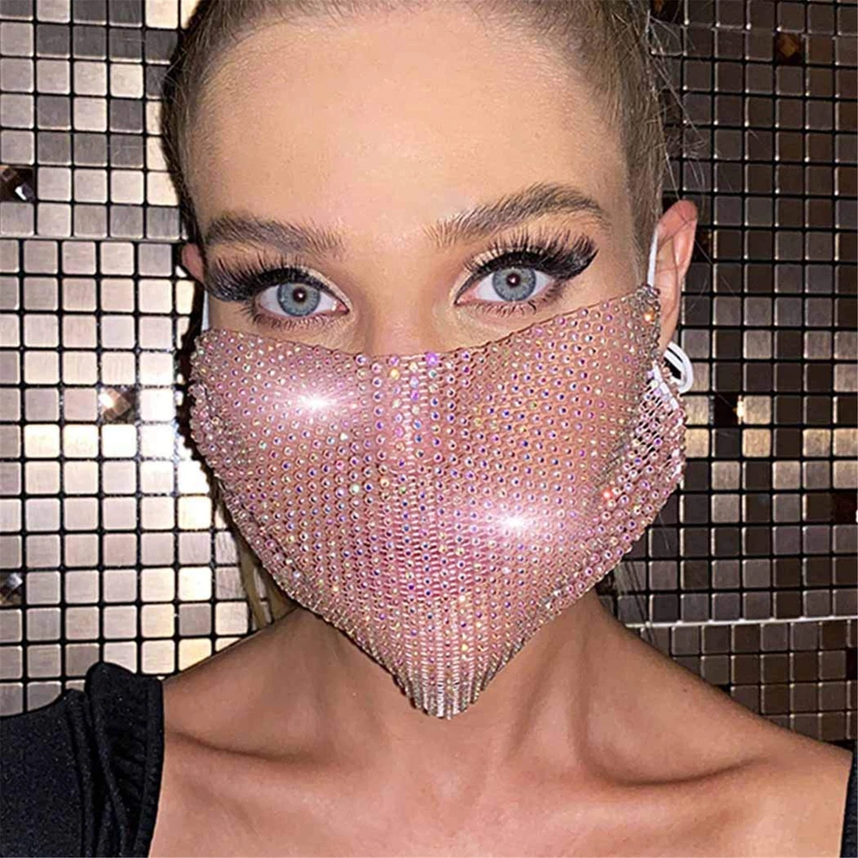 3 PIEZAS Mujeres Bling Máscara Facial Brillo Estrás Cristal Polvo Mascarada Baile Fiesta Foto 3 de 4