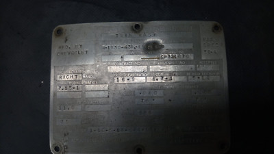 PRATT & WHITNEY MODEL R-1830-43A-65 AIRPLANE/AIRCRAFT ENGINE/MOTOR DATA TAG ONLY